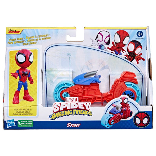 Spidey Prietenii Extraordinari - Set Motocicleta Si Figurina Spidey 10 Cm / 4