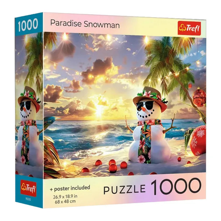 Puzzle 1000 piese Square Box with poster - Paradise Snowman