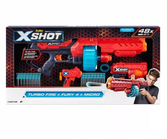 X-Shot set 4 blastere - Turbo Fire, Fury 4, Micro / 4